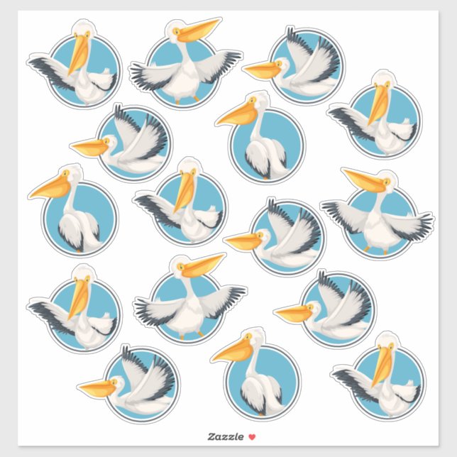 Adesivo Pelicanos Whimsical em Portholes (Folha)