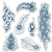 Penas de Pavão Azul Estilizado Vinil