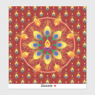 Adesivo Penas de Peacocks Rangoli em padrão