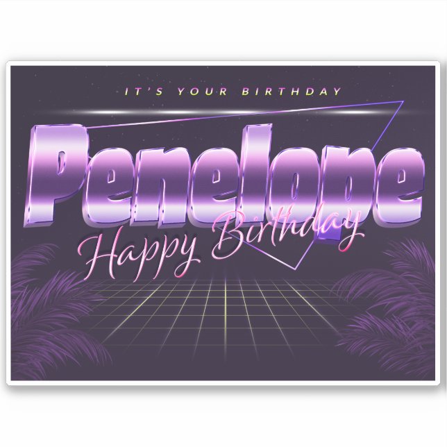 Adesivo Penelope Name Vorname retro Sticker Geburtstag (Frente)