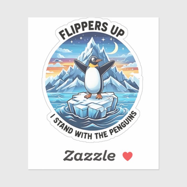 Adesivo Penguin Engraçado Resiste Protesto Contra Tarrifs (Folha)