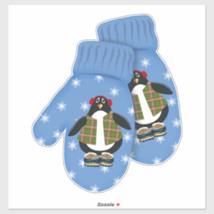 Adesivo Penguin Mittens   Natal bonito — Grande
