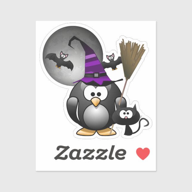 Adesivo Penguin Witch Halloween (Folha)