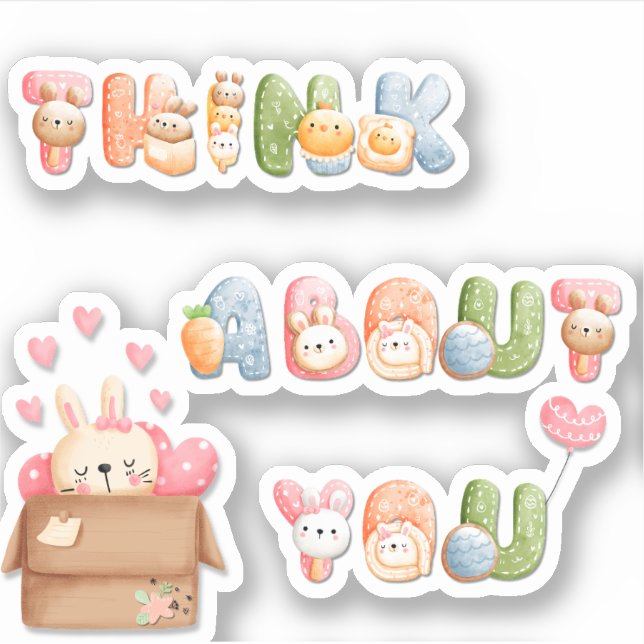 Adesivo Pense em você | Vinheta-Namorados-branca (Frente)