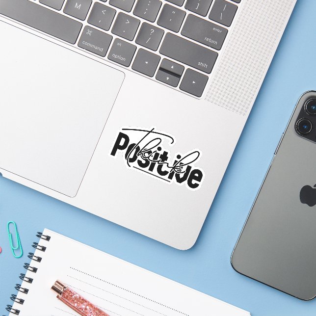 Adesivo Pense positivo (Notebook com iPhone)