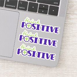 Adesivo Pense positivo slogan de texto azul verde mais