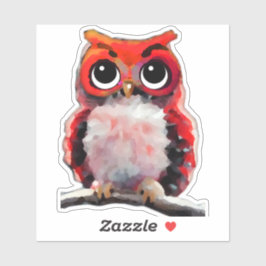 Adesivo Pequena Coruja Vermelha