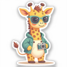 Pequena Girafa Turística | Kawaii Adventure Art