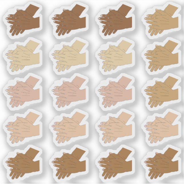 Adesivo Pequena lavagem de mãos multiculturais (Frente)