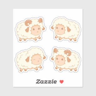 Adesivo Pequena Ovelha Bonita, Conjunto de 4