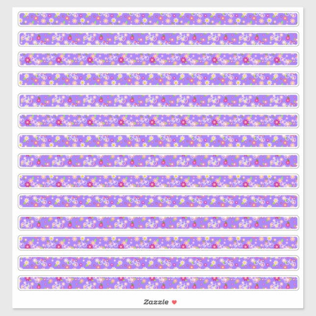 Adesivo Pequenas Flores Roxas Fronteiras Estreitas (Folha)