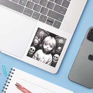 Adesivo Pequenas Meninas, Bonecas e Skulls no Halloween