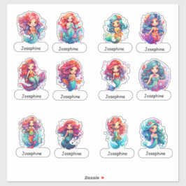 Adesivo Pequenas Sereias Bonitas com Nome de Criança Abaix