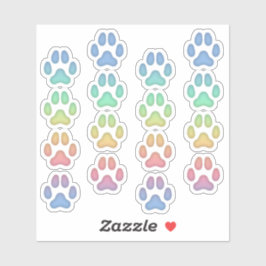 Adesivo Pequeno Arco Arco-Íris Pawprint Animal Rastreia De