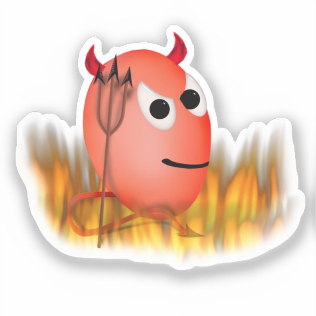 Adesivo Pequeno Diabo, Deterido Halloween de Ovos (Frente)