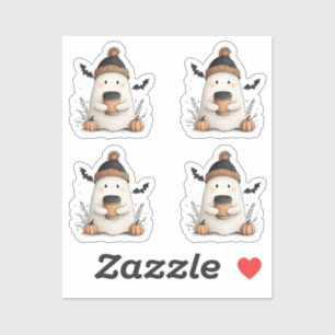 Adesivo Pequeno Fantasma Cute no outono - outono Cozy