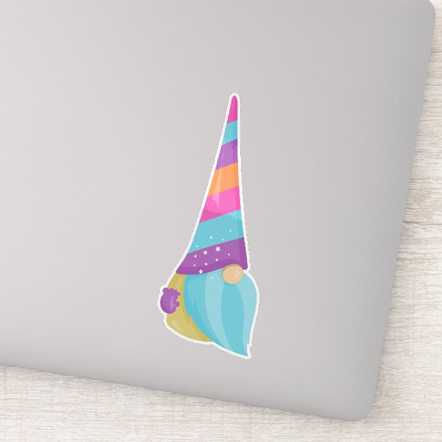 Adesivo Pequeno Gnomo, Gnomo Bonito, Gnomo Jardim, Chapéu, (Detalhe)