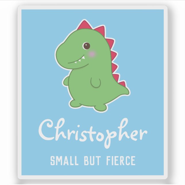 Adesivo Pequeno, mas rigoroso | Azul T-Rex Cute Engraçado  (Frente)