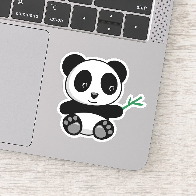 Adesivo Pequeno Panda Bonito com um Bambu Stick (Detalhe)