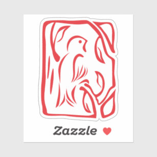 Adesivo Pequeno Pássaro Vermelho