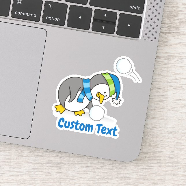 Adesivo Pequeno pinguim recebendo neve (Detalhe)