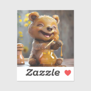 Adesivo Pequeno urso comendo mel