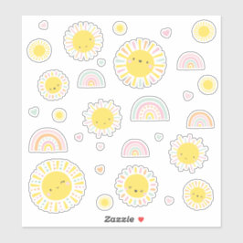 Adesivo Pequenos sóis, arco-íris e corações bonitos