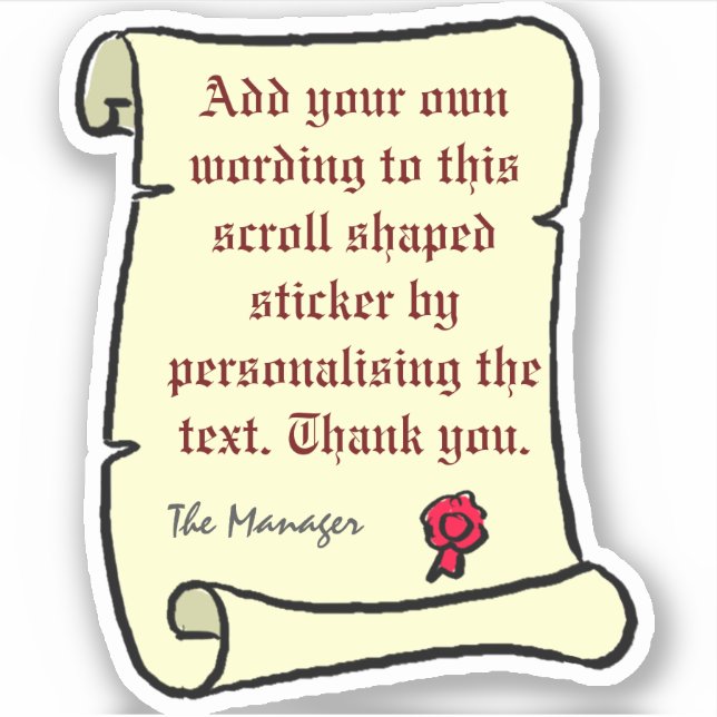 Adesivo Pergaminho de Rolagem com Texto de Estilo Antigo. (Frente)