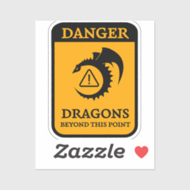 Adesivo Perigo: Dragões Além Deste Sinal De Ponto