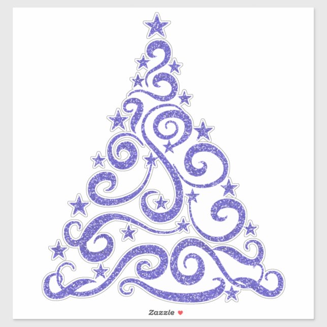 Adesivo Periwinkle Blue | Faux Glitter Árvore de Natal (Folha)