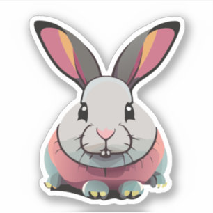 Adesivo Personagem de desenho animado coelho fofo
