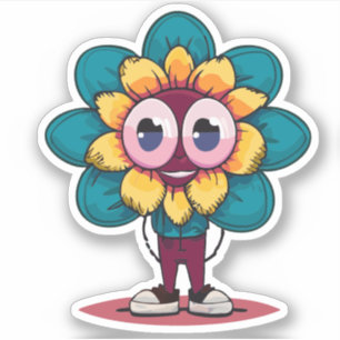 Adesivo Personagem de desenho animado de crianças de flor