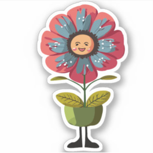 Adesivo Personagem de desenho animado de crianças flor Cut