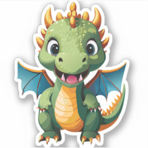 Adesivo Personagem de desenho animado de dragão bebê fofo
