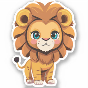 Adesivo Personagem de desenho animado de Leão Fofo