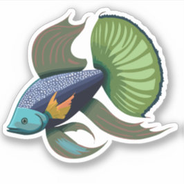 Adesivo Personagem de desenho animado de peixe Beta macho 
