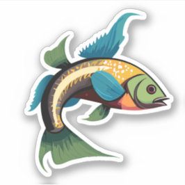 Adesivo Personagem de desenho animado de peixe Beta macho 