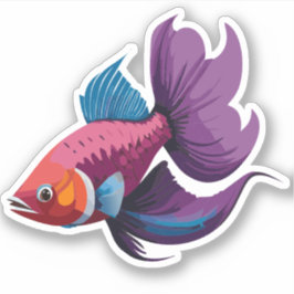 Adesivo Personagem de desenho animado de peixe Beta macho 