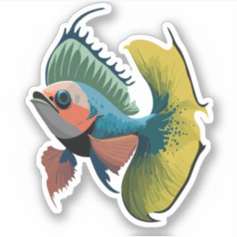 Adesivo Personagem de desenho animado de peixe Beta macho 