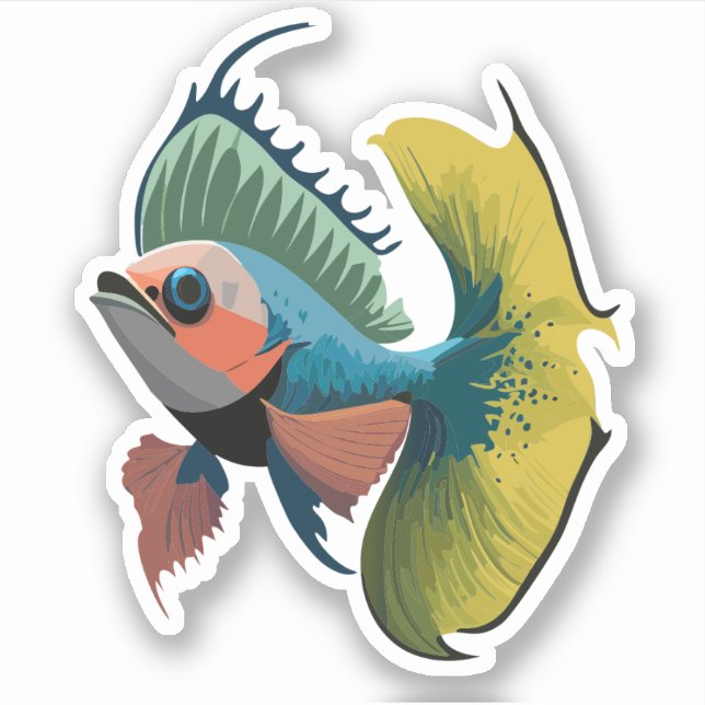 Adesivo Personagem de desenho animado de peixe Beta macho  (Frente)