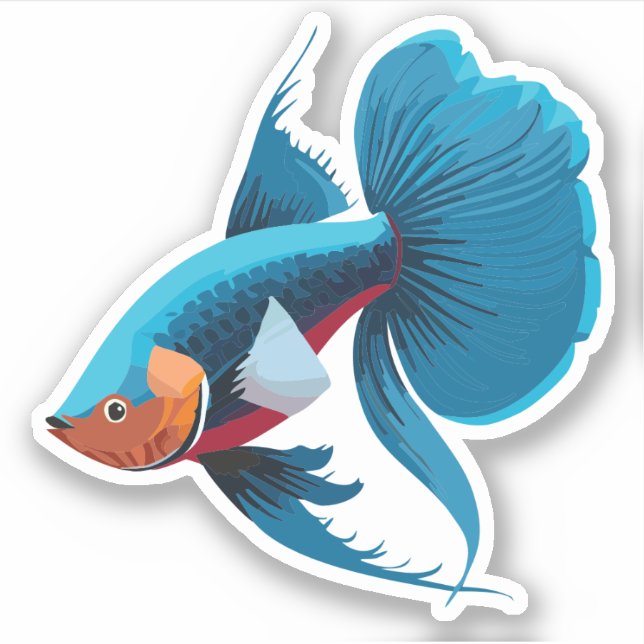 Adesivo Personagem de desenho animado de peixe Beta macho  (Frente)