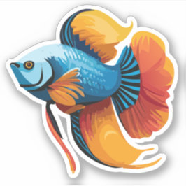 Adesivo Personagem de desenho animado de peixe Beta macho 