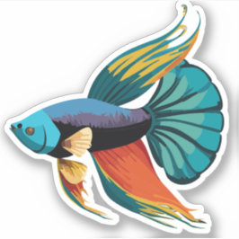 Adesivo Personagem de desenho animado de peixe Beta macho 