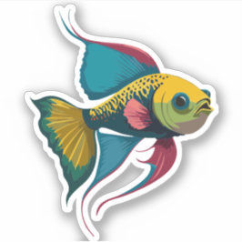 Adesivo Personagem de Desenho Animado de Peixe Beta Macho 