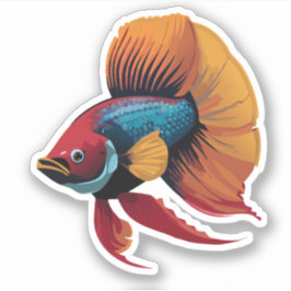 Adesivo Personagem de desenho animado de peixe Beta macho 