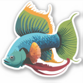 Adesivo Personagem de Desenho Animado de Peixe Beta Macho 