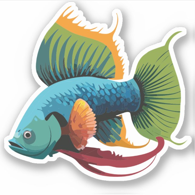 Adesivo Personagem de Desenho Animado de Peixe Beta Macho  (Frente)