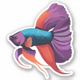 Adesivo Personagem de Desenho Animado de Peixe Beta Macho 