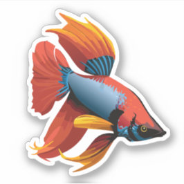 Adesivo Personagem de Desenho Animado de Peixe Beta Macho 