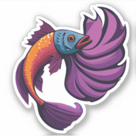 Adesivo Personagem de Desenho Animado de Peixe Beta Macho 